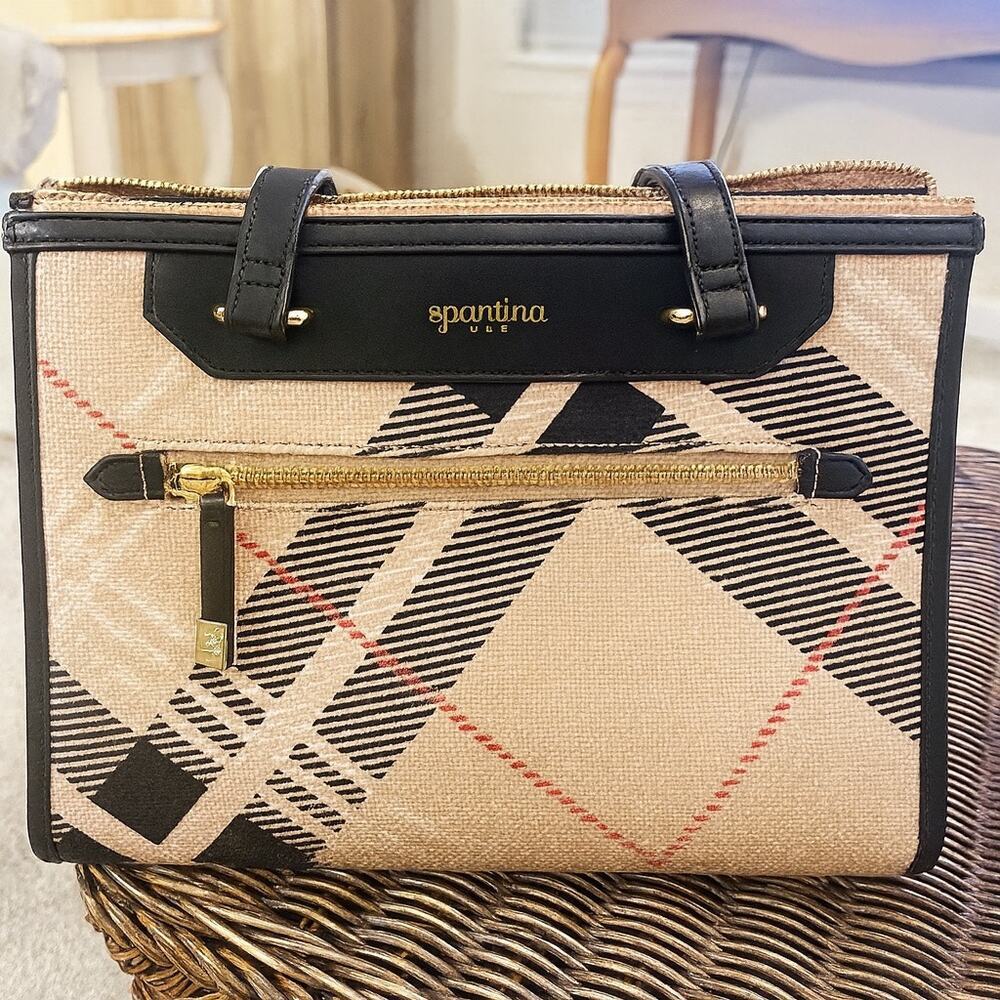Spartina 449 Natural Linen Genuine Leather Bag Purse